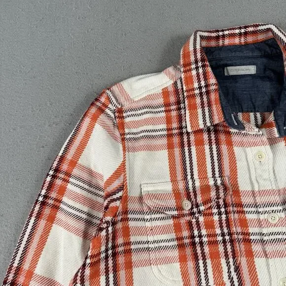 Outerknown Blanket Shirt Women’s M/L Orange Plaid Button Up Heavyweight - Picture 8 of 16